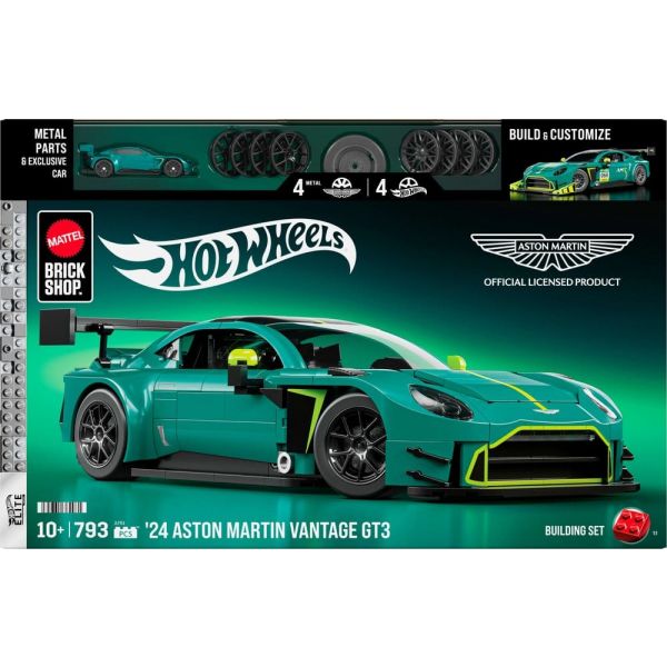 Hot Wheels Elite Mattel Brick Shop Building Set 1/16 '24 Aston Martin Vantage GT3 Additional Image 5