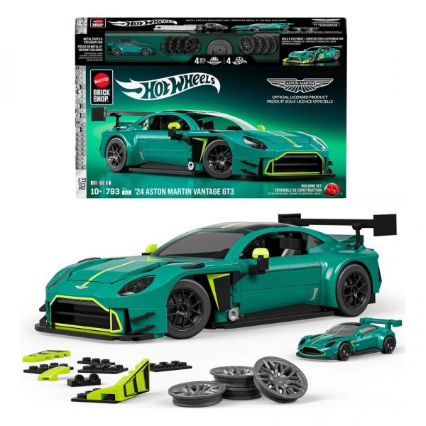 Hot Wheels Elite Mattel Brick Shop Building Set 1/16 '24 Aston Martin Vantage GT3 Main Image