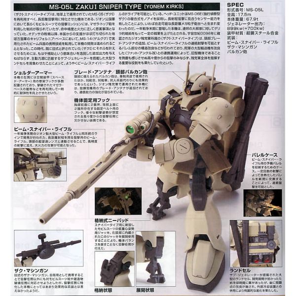 HG Zaku I Sniper Type Yonem Kirks (Mobile Suit Gundam Unicorn) Additional Image 2