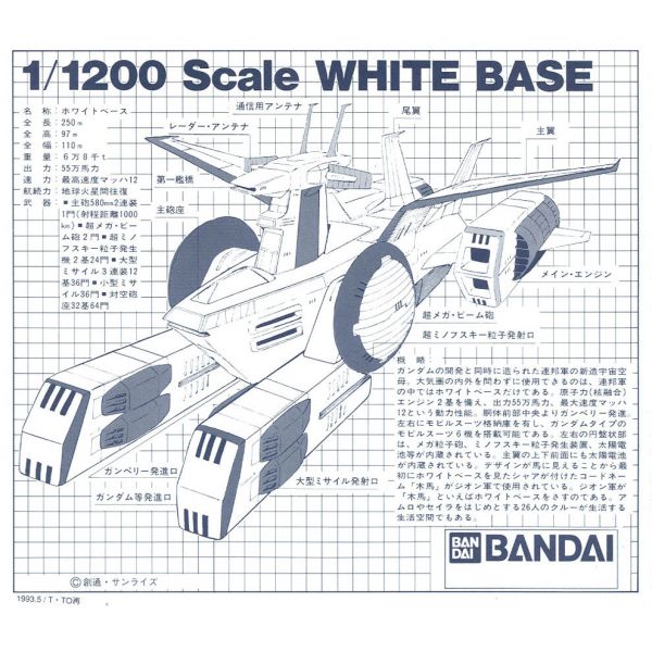 White Base - EFSF Pegasus-class Assault Carrier 1/1200 Scale Model Kit (Mobile Suit Gundam) Additional Image 4