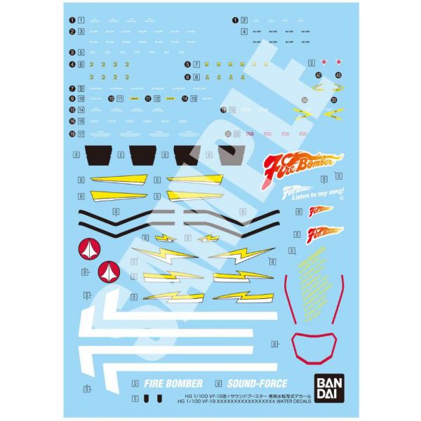 HG VF-19 Fire Valkyrie Water-Slide Decals (Macross) Main Image