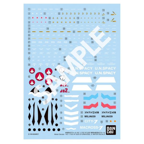 HG VF-22S Sturmvogel II Water-Slide Decals (Macross) Main Image