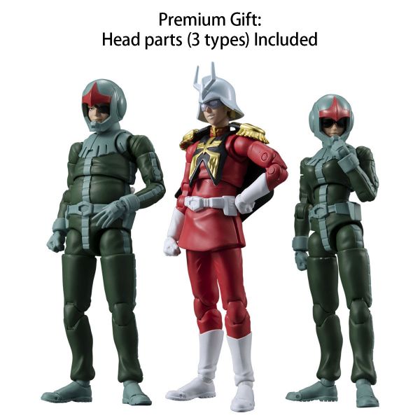 G.M.G. Zeon Soldiers 04-06 Normal Suit Soldiers & Char Aznable Set with Bonus Head Parts (Mobile Suit Gundam) Image
