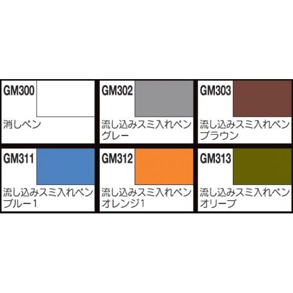 Gundam Marker GMS122 Sumi-ire (Ink Pouring) Type for Panel Lines Set (5 Colours +   Eraser Pen) Additional Image 2