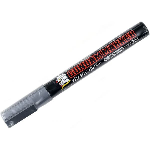 Gundam Marker GM-05 Gundam Silver (Angled Flat Edge Tip / Alcohol Based Paint) Main Image