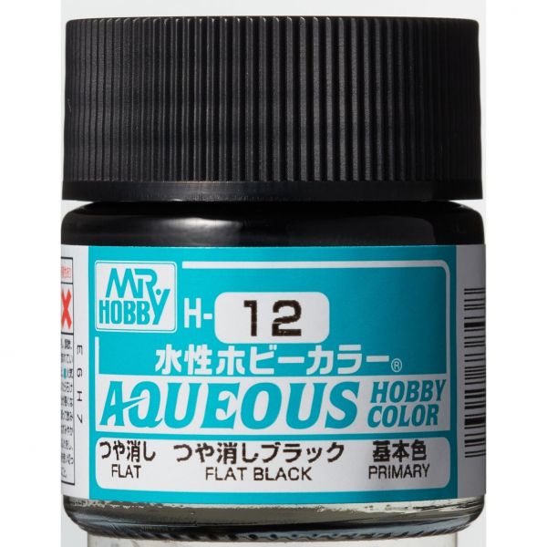 Mr Hobby Aqueous Hobby Color H-012 Flat Black Matte 10ml Main Image