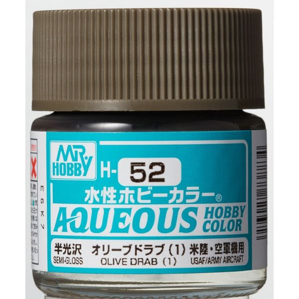 Mr Hobby Aqueous Hobby Color H-052 Olive Drab (I) (US) Semi Gloss 10ml Image