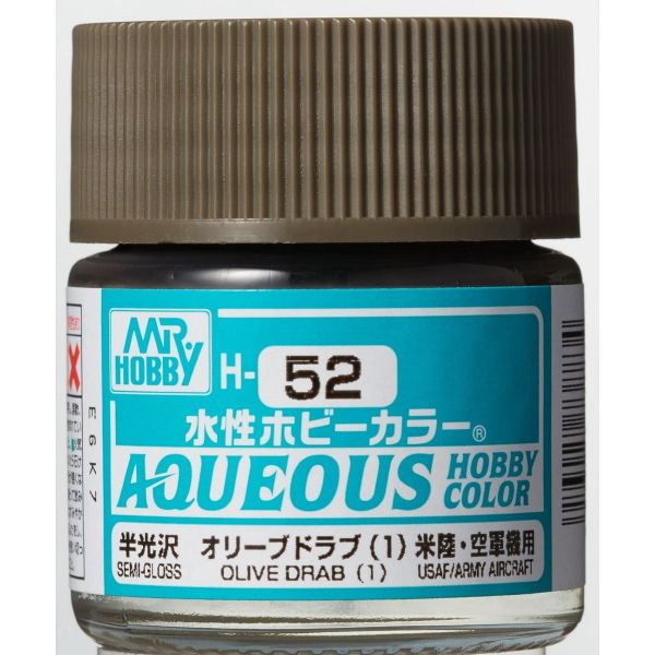 Mr Hobby Aqueous Hobby Color H-052 Olive Drab (I) (US) Semi Gloss 10ml Main Image
