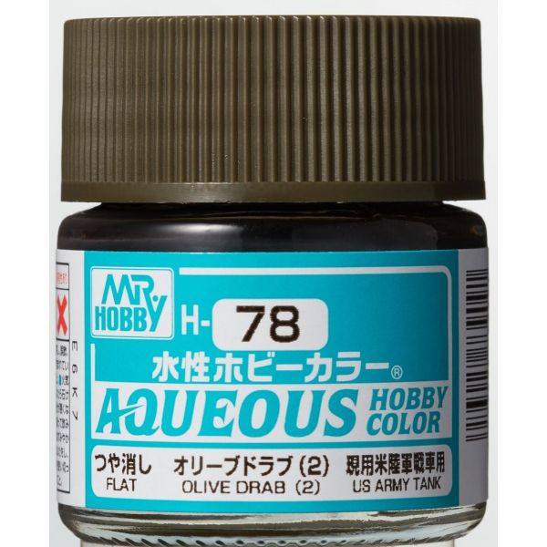 Mr Hobby Aqueous Hobby Color H-078 Olive Drab (US) Flat 10ml Main Image