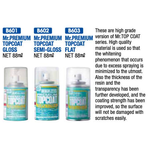 Mr Premium TopCoat B-602 Semi-Gloss Spray (88ml) Additional Image 1
