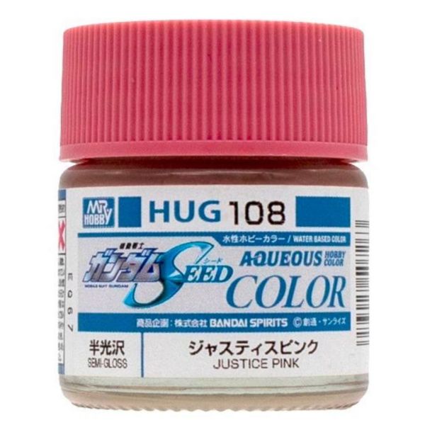Mr Hobby Aqueous Gundam Color HUG-108 Justice Pink Semi Gloss 10ml Image