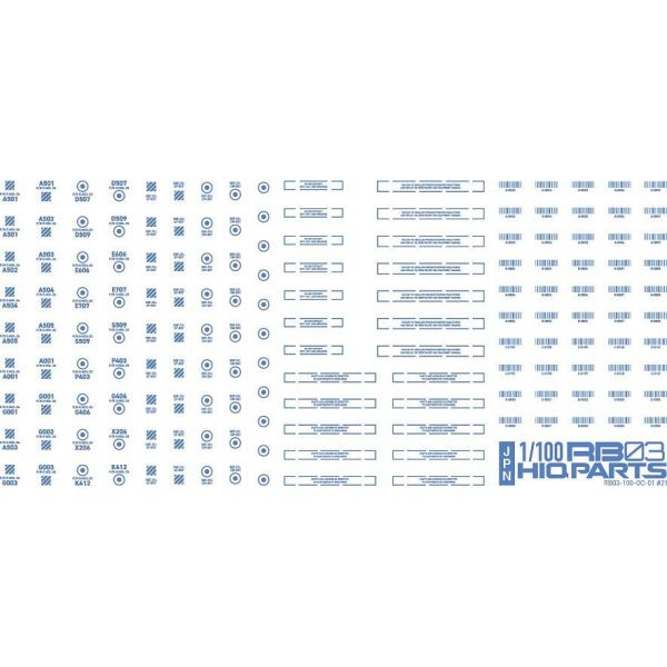 HiQParts RB03 Caution Decal One Color Blue 1/100 Scale (1 Sheet) Additional Image 6