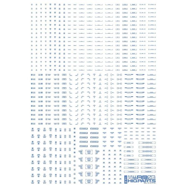 HiQParts RB03 Caution Decal One Color Blue 1/144 Scale (1 Sheet) Additional Image 1