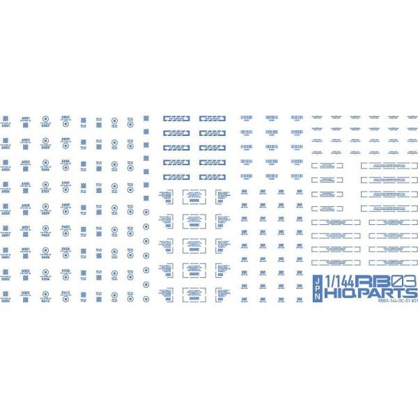 HiQParts RB03 Caution Decal One Color Blue 1/144 Scale (1 Sheet) Image