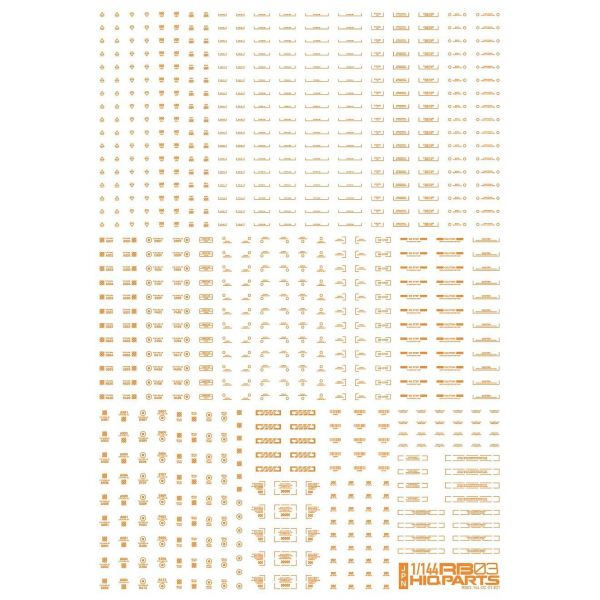 HiQParts RB03 Caution Decal One Color Orange 1/144 Scale (1 Sheet) Additional Image 2