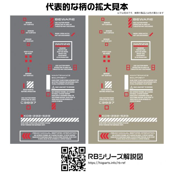 HiQParts RB01 Caution Decal White & Red 1/100 Scale (1 Sheet) Additional Image 2