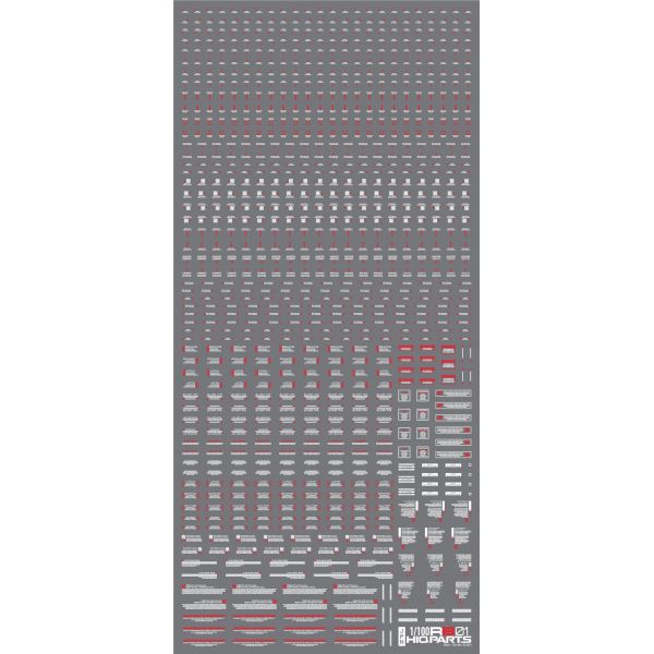 HiQParts RB01 Caution Decal White & Red 1/100 Scale (1 Sheet) Additional Image 1