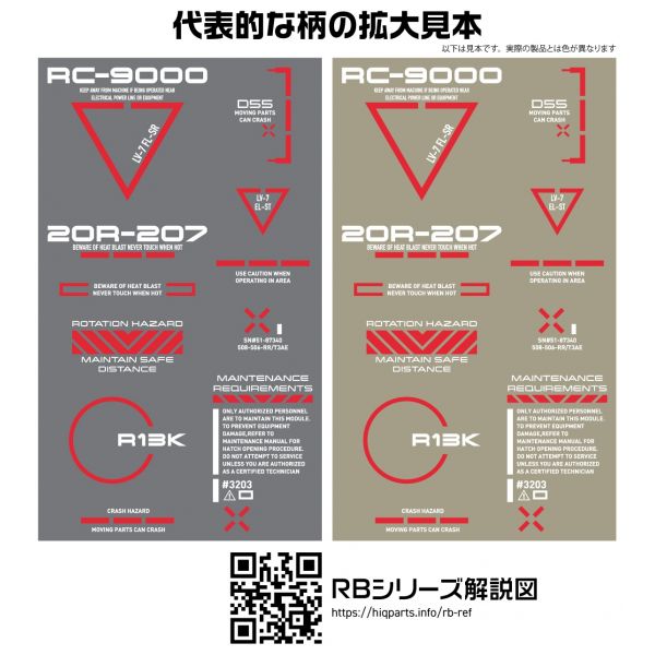 HiQParts RB02 Caution Decal White & Red 1/100 Scale (1 Sheet) Image