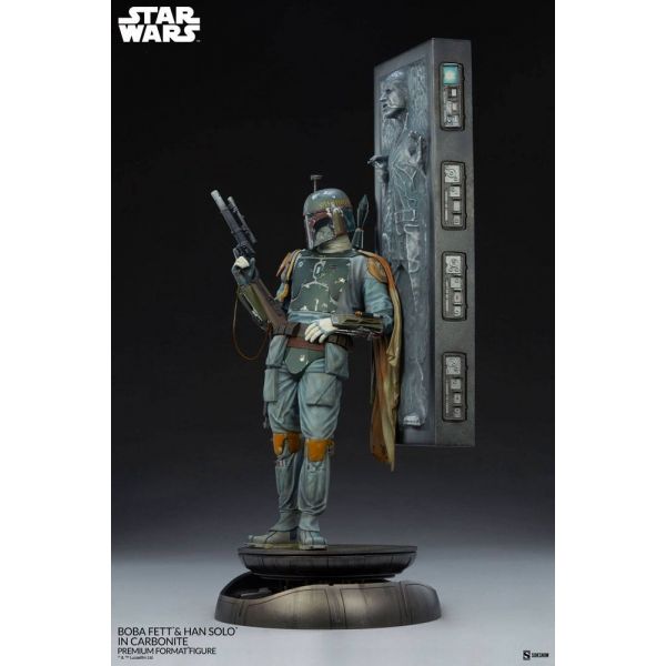 Premium Format Boba Fett and Han Solo in Carbonite Statue (Star Wars) Additional Image 1
