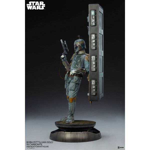 Premium Format Boba Fett and Han Solo in Carbonite Statue (Star Wars) Additional Image 2