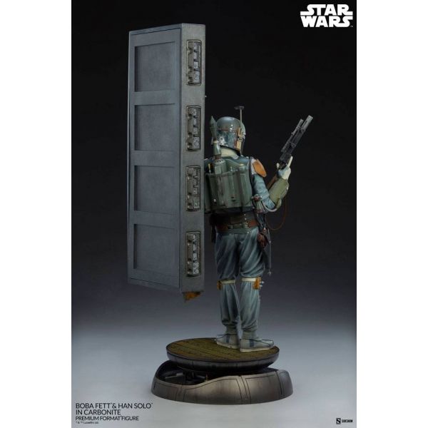 Premium Format Boba Fett and Han Solo in Carbonite Statue (Star Wars) Additional Image 3