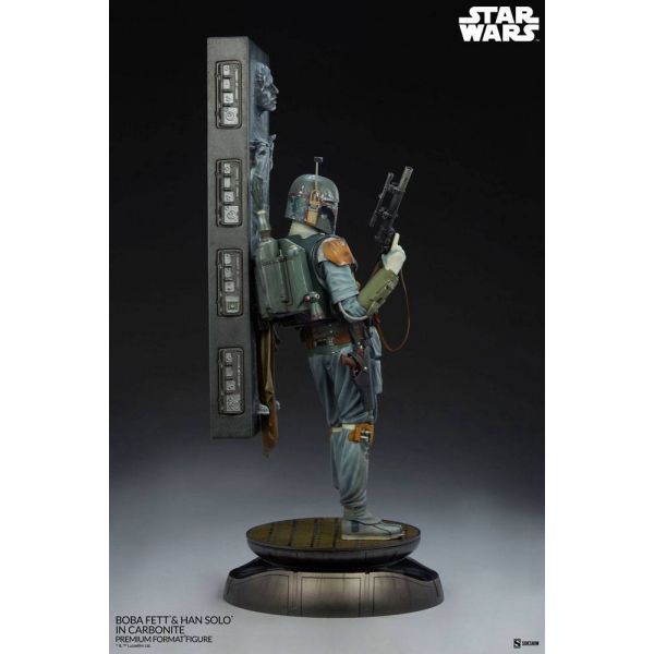 Premium Format Boba Fett and Han Solo in Carbonite Statue (Star Wars) Additional Image 4