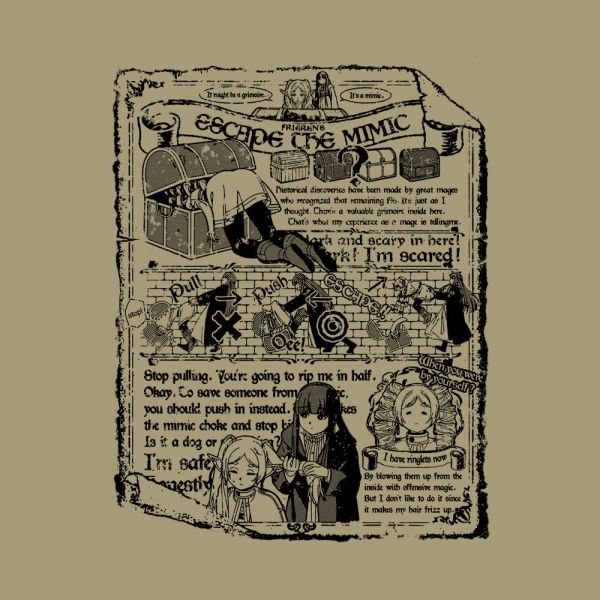 Frieren: Beyond Journey's End: Frieren & Fern Mimic Escape T-Shirt Sand Khaki (Japan Size L) Image