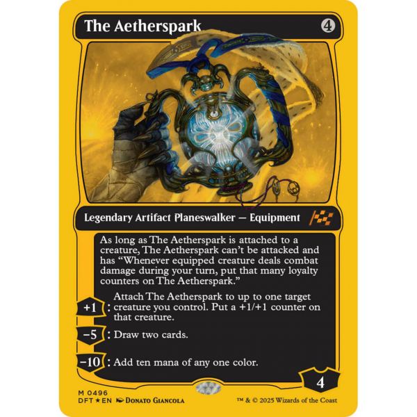 The Aetherspark / First-Place Foil / Legendary Artifact Planeswalker - Equipment / Mythic Rare (Aetherdrift) Main Image