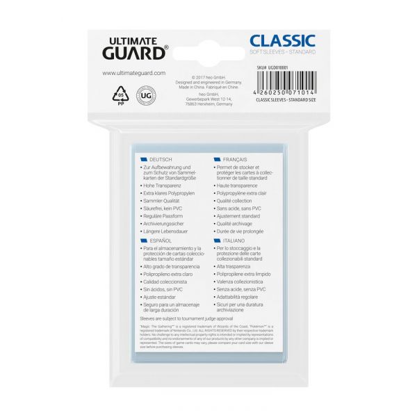 Ultimate Guard Classic Sleeves Standard Size (Pack of 100) Additional Image 1