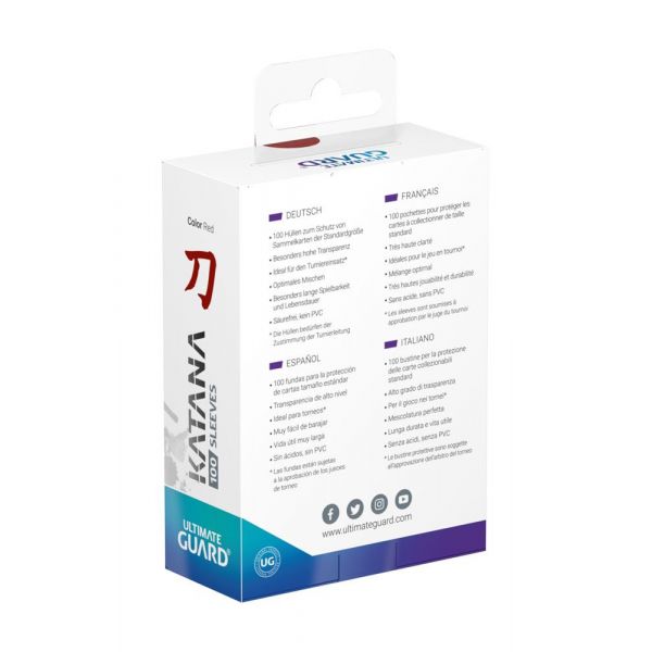 Ultimate Guard Katana Sleeves Standard Size - Red (Pack of 100) Additional Image 1