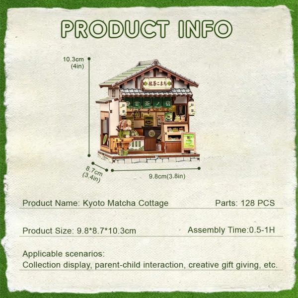 Miniature House Model Kit Kyoto Matcha Cottage 11 x 9 cm Additional Image 2