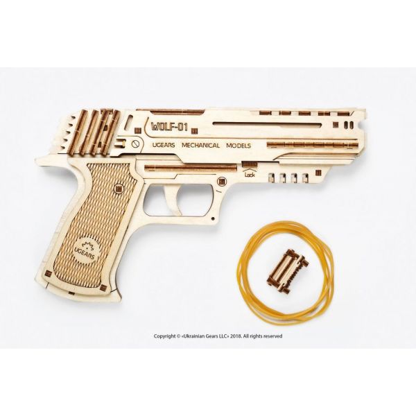 Ugears 3D Wooden Puzzle Wolf-01 Handgun Additional Image 3