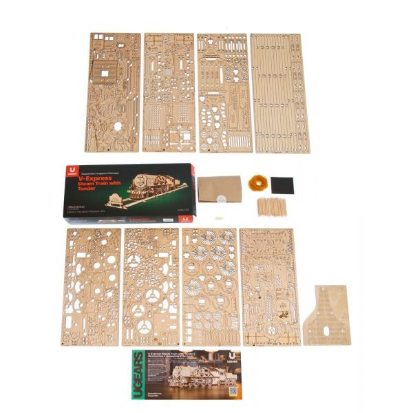 Ugears 3D Wooden Puzzle V-Express Steam Train with Tender Additional Image 3