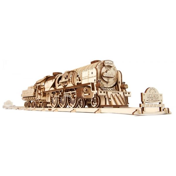 Ugears 3D Wooden Puzzle V-Express Steam Train with Tender Main Image