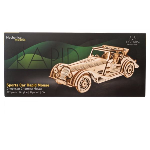 Ugears 3D Wooden Puzzle Sports Car Rapid Mouse Additional Image 6