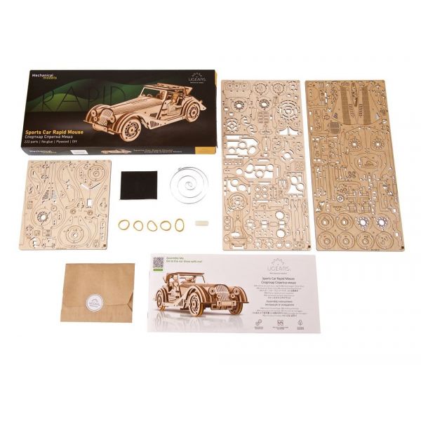 Ugears 3D Wooden Puzzle Sports Car Rapid Mouse Additional Image 8