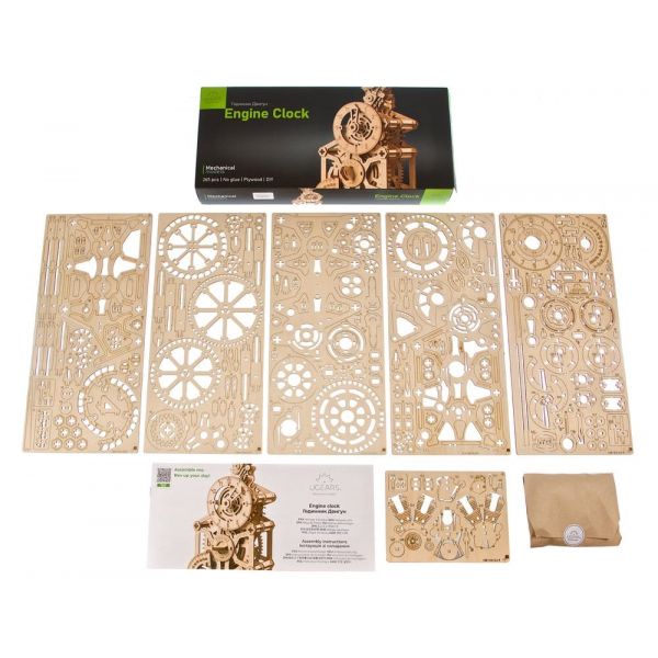 Ugears 3D Wooden Puzzle Engine Clock Additional Image 8