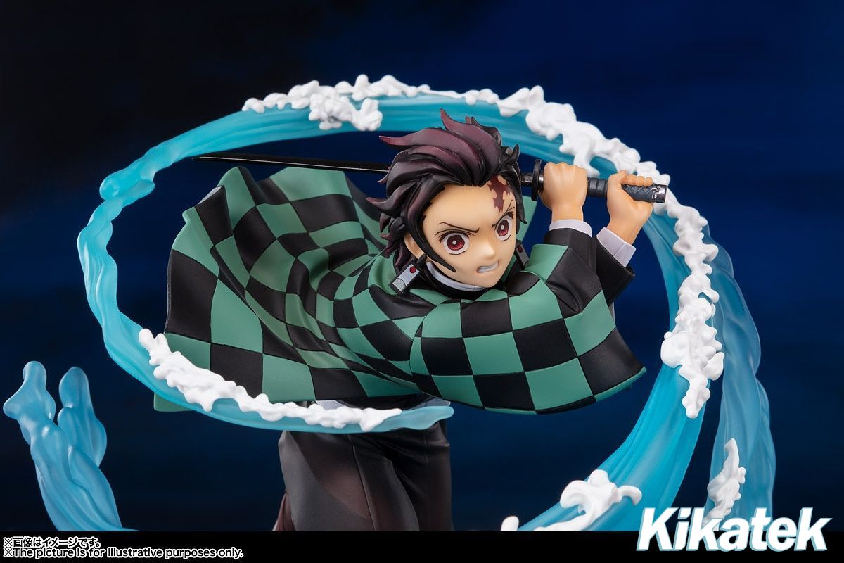 tanjiro statue with animated background