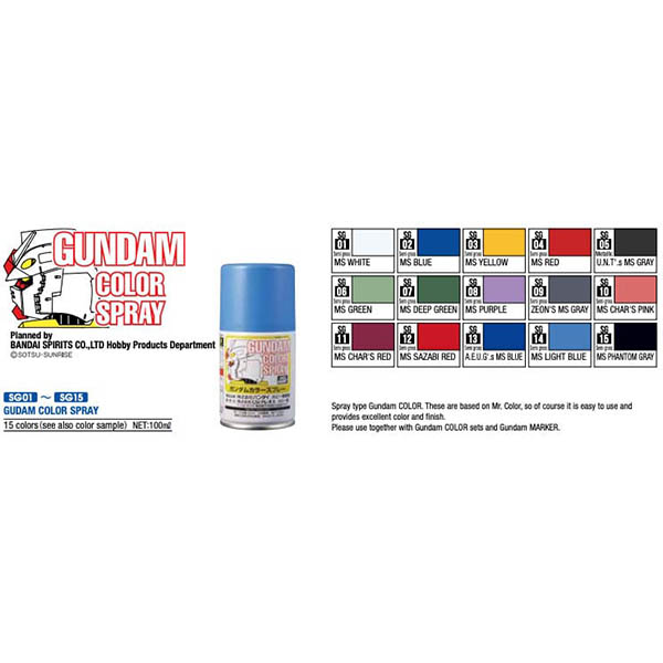 Gundam Color Spray Chart Image