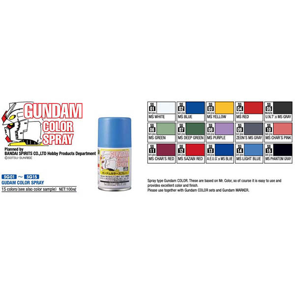 Gundam Color Spray Chart Additional Image 1
